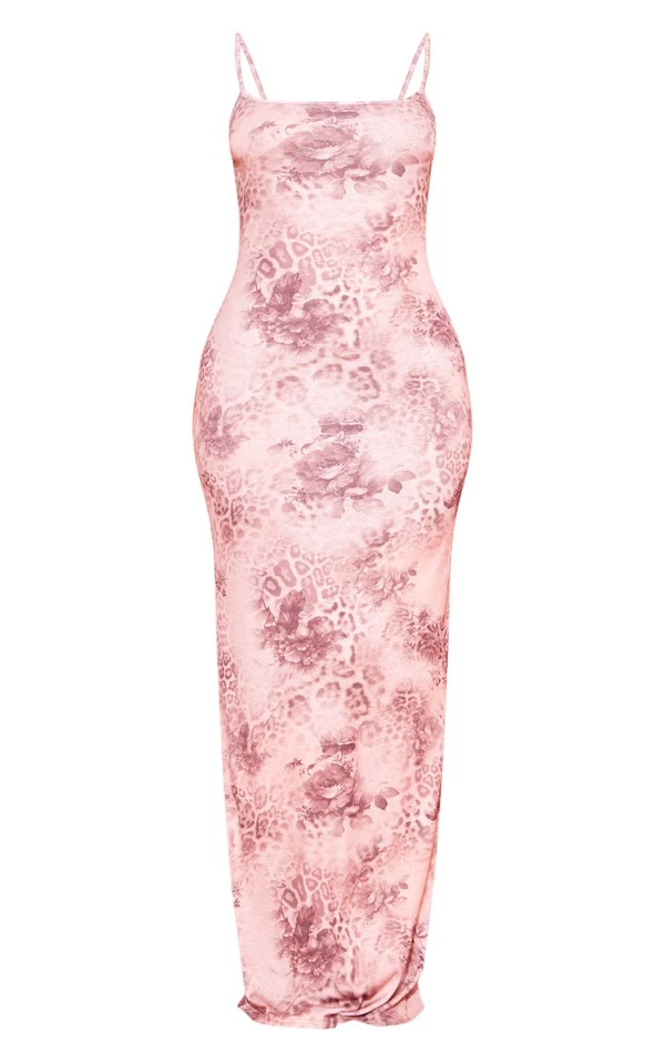 Petite Robe Longue Nude à Imprimé Léopard 5 Petite Robe Longue Nude à Imprimé Léopard – Image 5