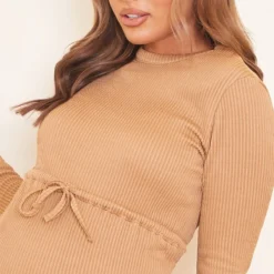 Maternité Mini-robe De Grossesse Camel à Nouer Sur La Taille -Promos Jupe Éthérée Boutique a72b898c0e96a7db299404fc4cbd8775c1b9f16a cmp6557 5