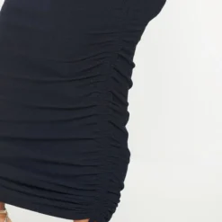 Plus Robe Côtelée Noire Froncée Sur Les Côtés à Col Bardot -Promos Jupe Éthérée Boutique a756e40ba9811af270342f114568cf5f0517b4fd cmu4962 5