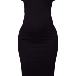 Maternité Robe De Grossesse Mi-longue Côtelée Noire Détail Contours à Manches Courtes -Promos Jupe Éthérée Boutique a784562cf5624857977b3abc2461504a565f905c cnd7243 5