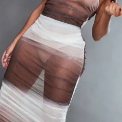 Shape Robe Longue En Mesh Froncé Marron Imprimé Dégradé -Promos Jupe Éthérée Boutique a7943ce88e43e4110e6e16e029d2daa60f9a814a cnc1712 4