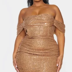 Plus Robe Moulante à Sequins Café Au Lait Et Col Bardot -Promos Jupe Éthérée Boutique a879eb64495e13596777ede2fa6b82f63ee6a059 cmt8444 4