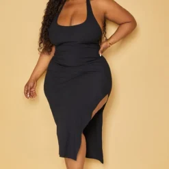 Plus Robe Mi-longue Côtelée Noire à Dos Nu -Promos Jupe Éthérée Boutique a9781e7355194dda4bb82956b41f39fbb6bd7736 cmy4401 4
