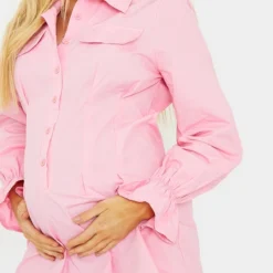 Maternité Robe De Grossesse Chemise Style Utilitaire Rose -Promos Jupe Éthérée Boutique aa16e7d401d1a53a6c4a37365fe38f8c7801cae3 cmr0608 4