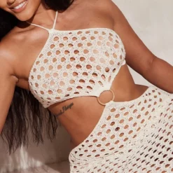 Shape Robe Longue En Maille Crochet New Nude Découpée à Détail Anneau -Promos Jupe Éthérée Boutique aa36f2bd9cee9721dd9aa4b0f0f78439b7b01b27 cne0504 4