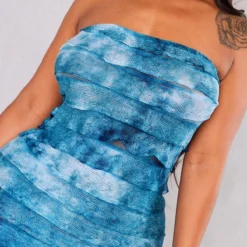 Shape Robe Longue Bustier Ombrée Bleue à Ourlet Volanté -Promos Jupe Éthérée Boutique ab4997572dc18258fa31130e28ae375c95ba27d4 cne3547 4