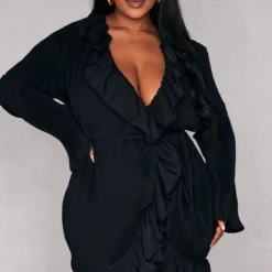 Plus Robe Droite Cache-coeur Plissée Noire -Promos Jupe Éthérée Boutique ad4699d0d136cfe65735d16b9a856aa410013a0a cnc5108 3