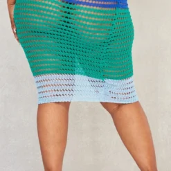 Plus Robe Mi-longue En Maille Tricot Bleue à Rayures -Promos Jupe Éthérée Boutique ade3a2e4d5e275c9450386391588eabd75a60c02 cnd9067 3