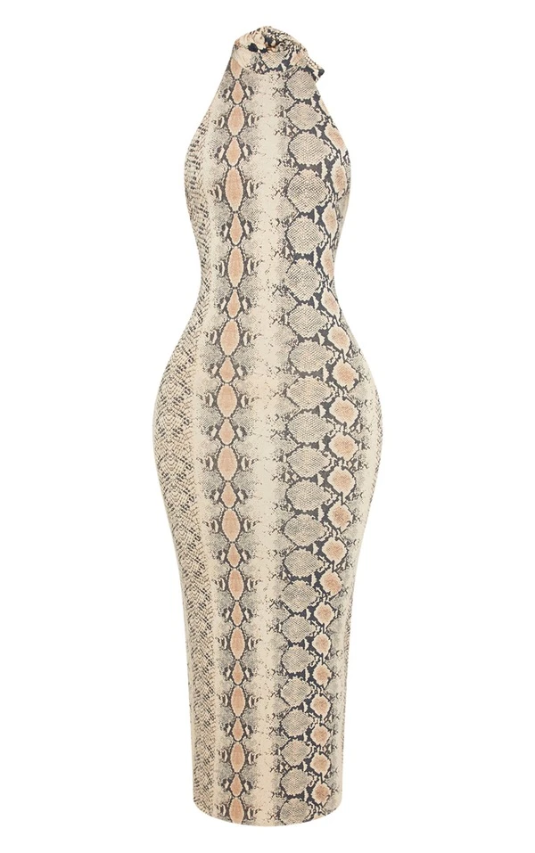 Prime Shape Robe Longue Dos Nu Taupe à Imprimé Serpent 3 Prime Shape Robe Longue Dos Nu Taupe à Imprimé Serpent – Image 3