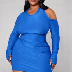 Plus Robe Moulante Bleu Vif à épaule Dénudée Et Manches Longues -Promos Jupe Éthérée Boutique af2b01aad833babb2cec4753be51a7428dd0183d cnb4348 3