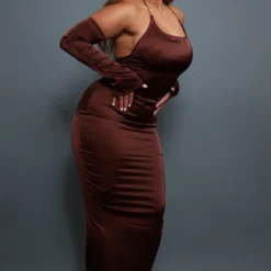 Shape Robe Mi-longue Marron Chocolat Satinée à Col Bardot Et Dos Nu 7 Shape Robe Mi-longue Marron Chocolat Satinée à Col Bardot Et Dos Nu -Promos Jupe Éthérée Boutique af852006dd08679507a40a0bd88c23228be8ef0d cnc4676 3