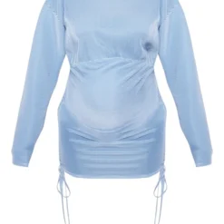 Maternité Mini Robe De Grossesse Moulante Plissée Bleue -Promos Jupe Éthérée Boutique afa297a459e2a872d9b18514877d4b7546ec8211 cne2141 5
