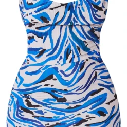 Plus Robe Moulante Plissée Bleue à Imprimé Tigre Et Col Bénitier -Promos Jupe Éthérée Boutique b26c315279edc2f4afec7ea0291c6eb215e7ecbf cna7528 5