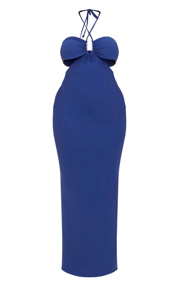 Shape Robe Longue Découpée Bleu Marine à Détail Anneau 5 Shape Robe Longue Découpée Bleu Marine à Détail Anneau – Image 5