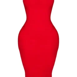 Shape Robe Mi-longue Rouge à Détail Bonnets Et Bretelles -Promos Jupe Éthérée Boutique b322af99735dcb4bd20adde44786322aec43fc21 cmg6519 3