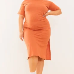 Logic Plus Robe T-shirt Mi-longue Oversize Rouille -Promos Jupe Éthérée Boutique b382b6e44d98f3e280fe0193dda480e094284da9 cne4088 3