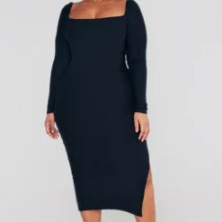 Plus Robe Mi-longue En Jersey Doux Noir à Col Carré -Promos Jupe Éthérée Boutique b3a16740ece0eab6c044ab89f6cb6a804e22e597 cnc5137 3