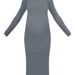 Maternité Robe De Grossesse Mi-longue Côtelée Gris Anthracite à Manches Longues -Promos Jupe Éthérée Boutique b47bb39a8248305d3401b391a08f8e77be6c5bc5 cnc4894 5