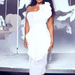 Plus Robe Mi-longue Blanche Asymétrique à Effet Plissé -Promos Jupe Éthérée Boutique b5f7a44bcbd7604a330e52cdbb11d07459ae141d cmd6677 4