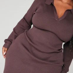 Plus Mini Robe Moulante En Maille Tricot Côtelée Chocolat à Manches Longues -Promos Jupe Éthérée Boutique b661561dfa04add240a09c306e93980293352633 cnb2399 4