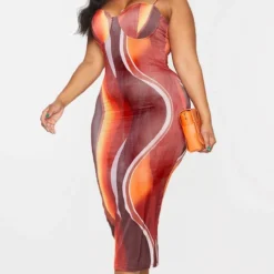 Plus Robe Mi-longue Côtelée Froncée Marron Ombré à Bonnets -Promos Jupe Éthérée Boutique b72093409720874b5d328b2670994cb2db0d175e cmr6972 4