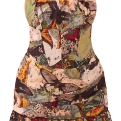 Plus Robe Moulante En Mousseline De Soie Multicolore Imprimée à Détail Corset -Promos Jupe Éthérée Boutique b862f77c670786f61eff21a1b22eec9e7b176557 cne4063 5