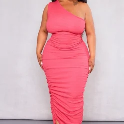 Plus Robe Mi-longue Asymétrique Texturée Rose -Promos Jupe Éthérée Boutique bab86fa086ca8ab8f5197174ef5b2ace730f277a cnd9985 3