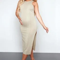 Maternité Robe De Grossesse Mi-longue Côtelée Brossée Vert Sauge à Dos Nageur -Promos Jupe Éthérée Boutique bbbd50008d0247d37b05a520ab9c46883243d9d4 cnd7179 3