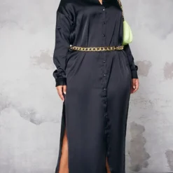 Plus Robe Chemise Longue Noire Satinée -Promos Jupe Éthérée Boutique bc22a3f363663daf5c10ff9108ce2fd0ced7ae7b cnb4238 3