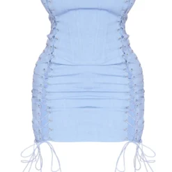 Shape Mini-robe Style Bustier En Maille Tissée Bleue à Lacets -Promos Jupe Éthérée Boutique bc2ffe1674908deafaac56a953234c44a45a06ff cne3507 5