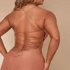 Shape Robe Moulante Mi-longue Argile Nouée Au Dos à Derrière Froncé -Promos Jupe Éthérée Boutique bd54bd5237f92b8903ca03f6d0efc2966f57712a cne0492 4