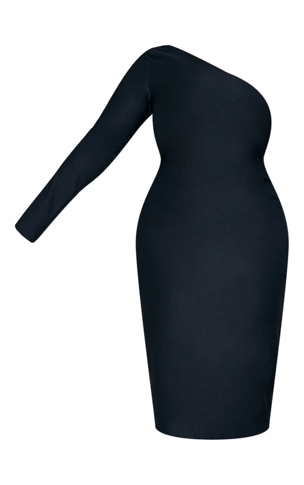 Robe Mi-longue Moulante Asymétrique Noire 5 Robe Mi-longue Moulante Asymétrique Noire – Image 5