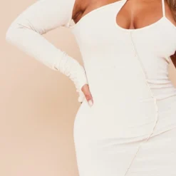 Shape Robe Moulante Gris Pierre Texturée à Manche Asymétrique Et Coutures -Promos Jupe Éthérée Boutique bdb0bb01558b83cd5196da6f68eed5796ebd37b3 cnb0883 4