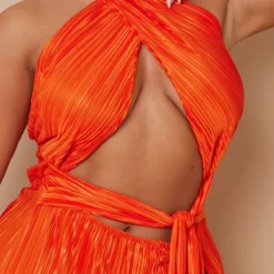 Shape Robe Moulante Plissée Orange à Devant Croisé Détail Noué -Promos Jupe Éthérée Boutique bf3282ecf6318233f0614de2f263714187684c77 cmy8179 5