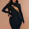 Shape Robe Très Moulante Noire Découpée