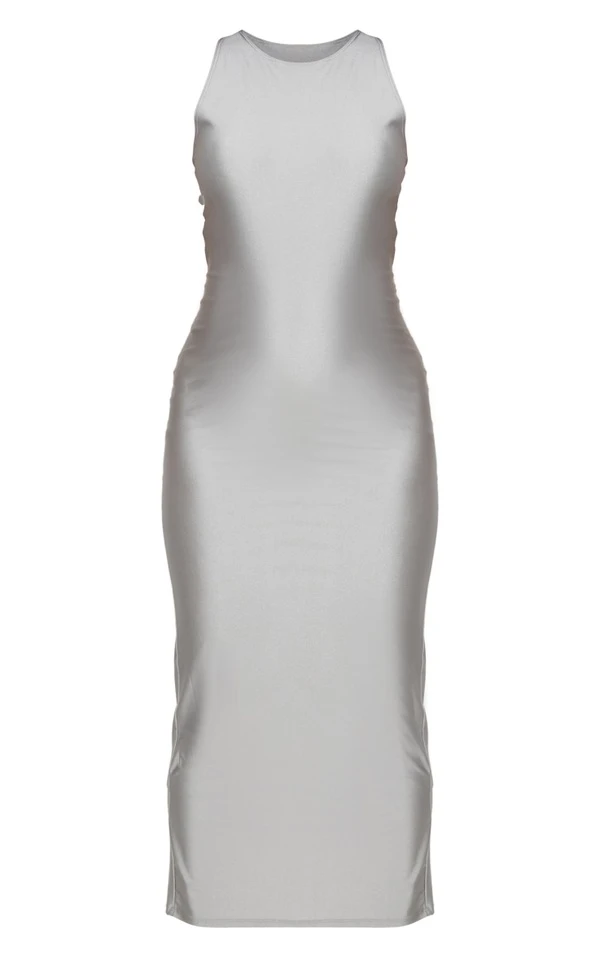 Maternité Robe De Grossesse Mi-longue Argentée Moulante Style Disco 5 Maternité Robe De Grossesse Mi-longue Argentée Moulante Style Disco – Image 5