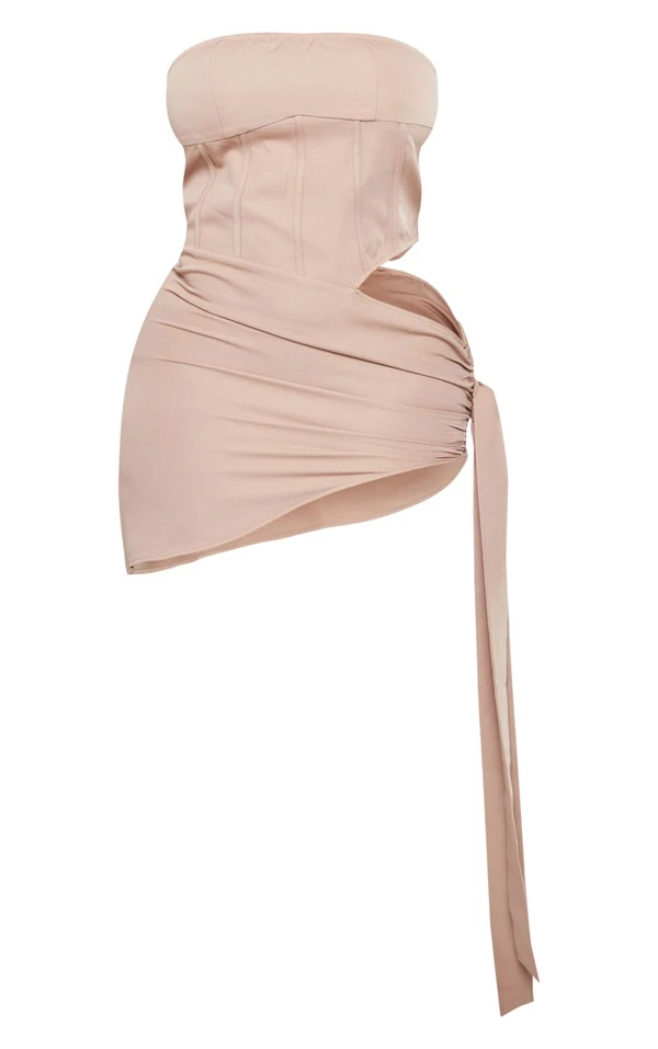 Shape Robe Moulante Corset En Maille Taupe à Côté Noué 5 Shape Robe Moulante Corset En Maille Taupe à Côté Noué – Image 5