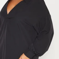 Plus Robe Chemise Droite Noire à Col En V -Promos Jupe Éthérée Boutique c36004fdde7f67c6386b5e423ba1813a19c326d4 cmg0802 5