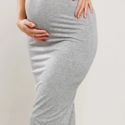 Logic Maternité Robe De Grossesse Longue En Jersey Gris Chiné à Bretelles -Promos Jupe Éthérée Boutique c42ba57ab7d6398d19ad4df8d103eec2dbb12b1f cne5226 4