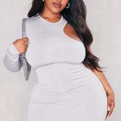 Plus Robe Moulante Asymétrique Grise Découpée -Promos Jupe Éthérée Boutique c4796d056f683eed551877342d08907484faca74 cnd2482 1