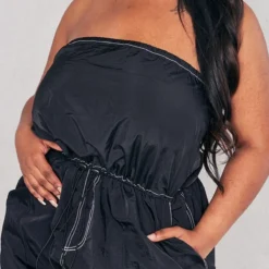 Plus Robe Mi-longue Bustier En Nylon Noir à Détail Coutures -Promos Jupe Éthérée Boutique c5c0d819f08d06af526ba10a295c1b7e4b63aca8 cnc7378 4