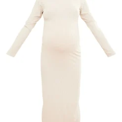 Logic Maternité Robe De Grossesse Mi-longue Côtelée Sable Pâle à Manches Longues -Promos Jupe Éthérée Boutique c805f76bd854b6cef410a7eeef4021da86fb55c6 cnd0090 5