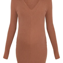 Maternité Mini-robe De Grossesse Chocolat à Col Polo Et Décolleté Plongeant -Promos Jupe Éthérée Boutique c80a14c3feec28a25542f4e57ace4c43aeb9aa72 cmz9804 5