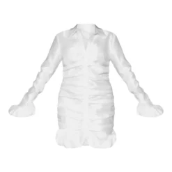Plus Robe Chemise Blanche Satinée à Devant Froncé Et Ourlet Volanté -Promos Jupe Éthérée Boutique c8dff8f8f095f62d37ceb6253da2e859605025c0 cnc5700 5