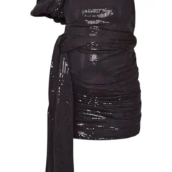 Maternité Robe De Grossesse Asymétrique Noire à Fronces Et Sequins -Promos Jupe Éthérée Boutique c98f8d5ab854e09e4d1516ea060f9619e5491126 cnb2413 5