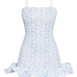 Petite Mini Robe En Néoprène Bleu Imprimé Petites Fleurs -Promos Jupe Éthérée Boutique caa5c69a6239e1655052c365ef2325a0fb0352cf cnd7085 5