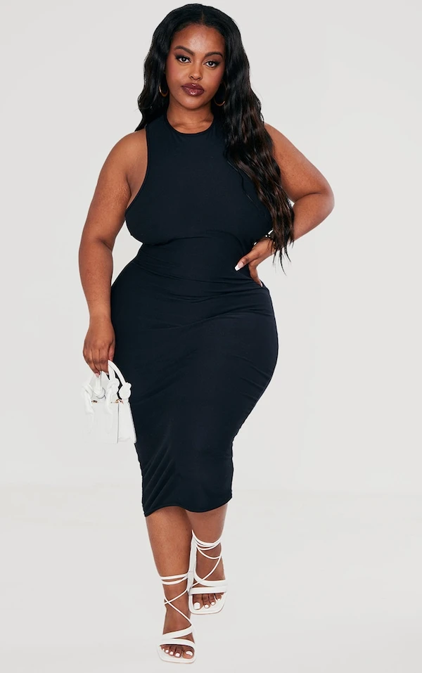 Plus Robe Moulante Douce Noire à Dos Nageur 3 Plus Robe Moulante Douce Noire à Dos Nageur – Image 3