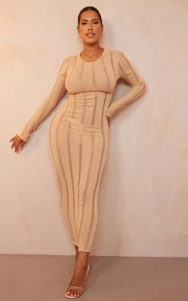 Shape Robe Mi-longue En Maille Tricot Ajourée Gris Pierre à Dos Ouvert 3 Shape Robe Mi-longue En Maille Tricot Ajourée Gris Pierre à Dos Ouvert – Image 3