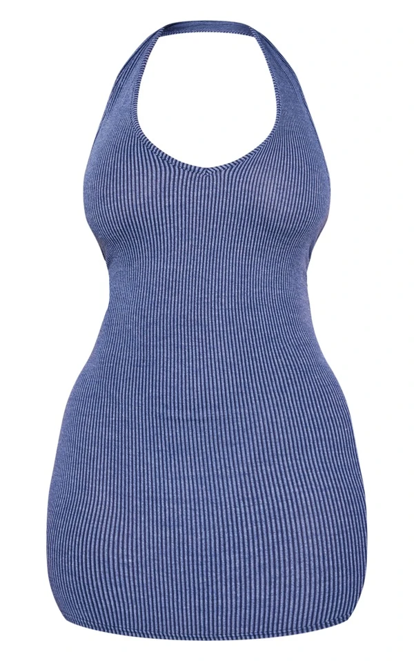 Shape Robe Moulante Bleue En Maille Côtelée Contrastante à Dos Nu 5 Shape Robe Moulante Bleue En Maille Côtelée Contrastante à Dos Nu – Image 5