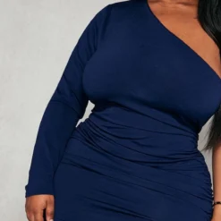 Plus Robe Moulante Asymétrique Bleu Marine à Manche Longue -Promos Jupe Éthérée Boutique cdd0a38b0038fcb4222698e1b9acec3743f9bfa5 cnc9662 4